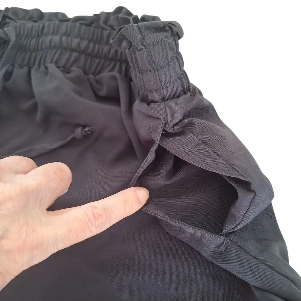 Day + Moon Shorts Black Distressed Hem Pockets Pull On Relaxed L